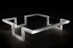 Best Pamono Castile Coffee Table in Sandstone with Inset Glass by Joaquín Moll for Meddel