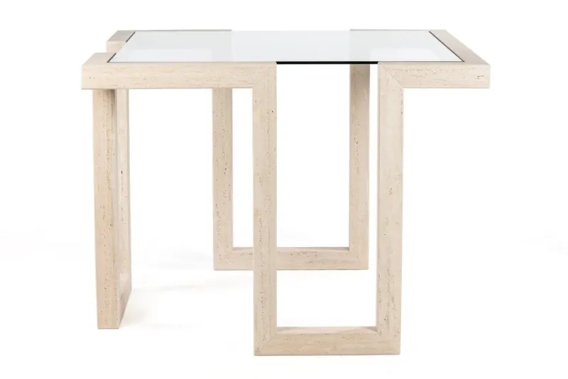 Discount Pamono Castile Dining Table in Roman Travertine and Marble by Joaquín Moll
