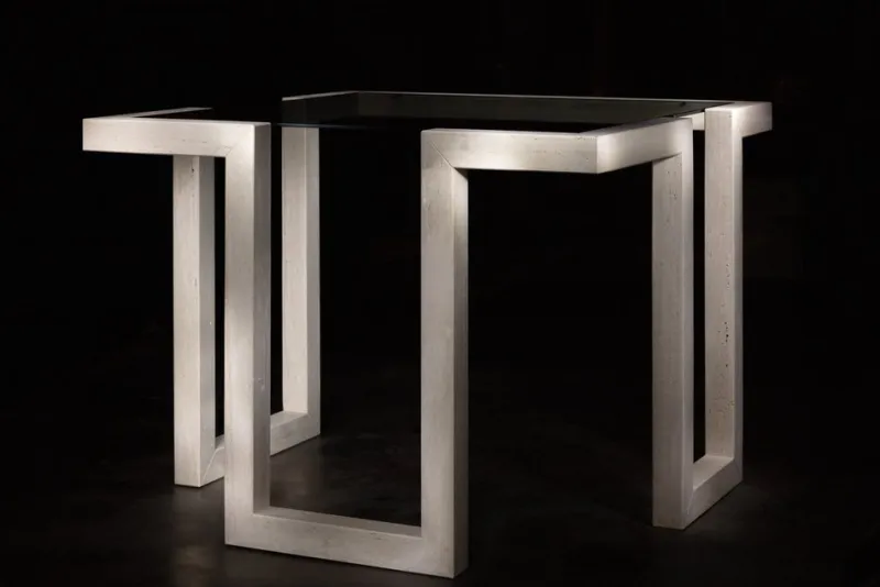 Discount Pamono Castile Dining Table in Roman Travertine and Marble by Joaquín Moll
