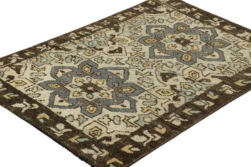 Outlet Pamono Caucasian Style Rug in Blue with Geometric Medallions from R&K Principal Jahanshah Nazmiyal