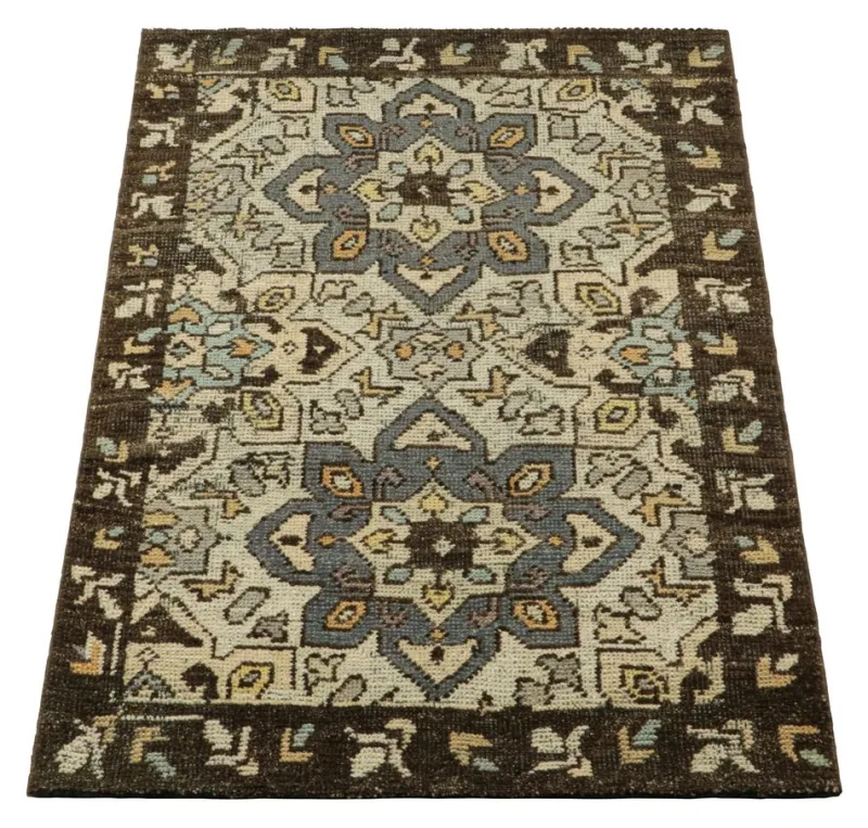 Outlet Pamono Caucasian Style Rug in Blue with Geometric Medallions from R&K Principal Jahanshah Nazmiyal