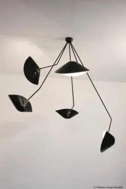 Pamono Ceiling Lamp with 6 Rotating Arms by Serge Mouille><noscript><img width=