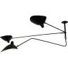 Hot Pamono Ceiling Lamp with 2 Still Arms and 1 Rotating Curved by Serge Mouille