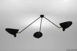 Hot Pamono Ceiling Lamp with 2 Still Arms and 1 Rotating Curved by Serge Mouille