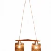 Online Pamono Ceiling Lamp with Amber Glass Shades, 1960s