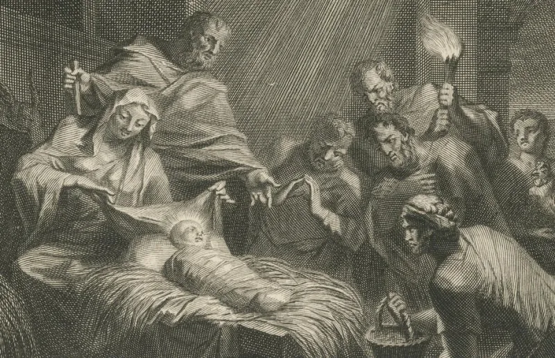 Pamono Census of Bethlehem and Christs Nativity Mortier Engraving, 1700s, Paper> Prints & Multiples