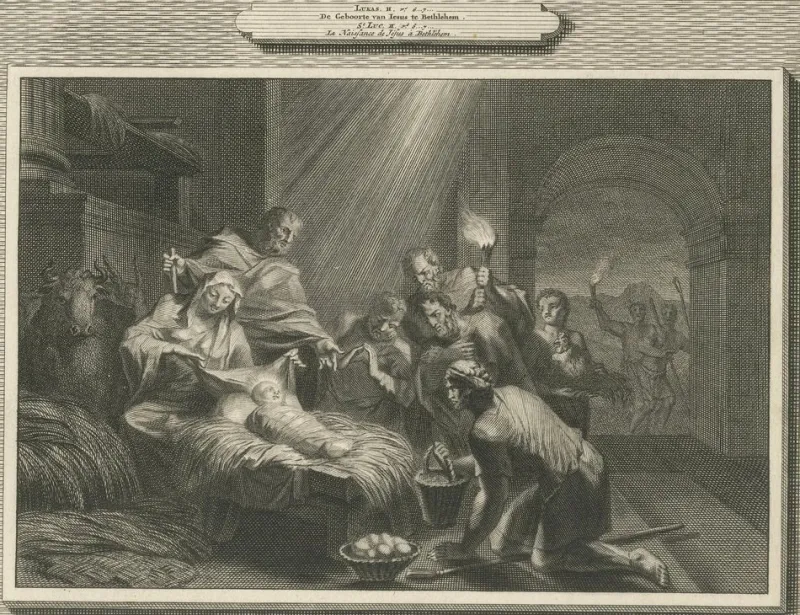 Pamono Census of Bethlehem and Christs Nativity Mortier Engraving, 1700s, Paper> Prints & Multiples