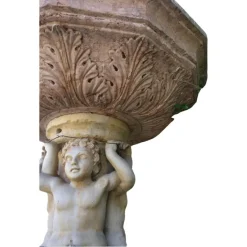 Clearance Pamono Centerpiece Fountain with an Octagonal Basin in Rosso Verona Marble