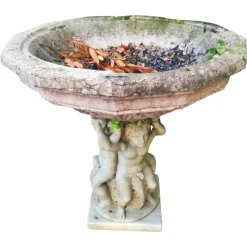 Clearance Pamono Centerpiece Fountain with an Octagonal Basin in Rosso Verona Marble