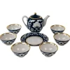 Sale Pamono Central Asian Hand-Painted Porcelain Tea Set in Cobalt Blue & Gold, 1960s, Set of 8