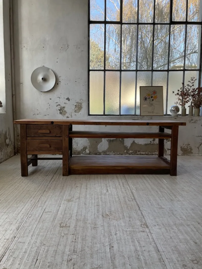 New Pamono Central Island Workbench in Oak, 1950s
