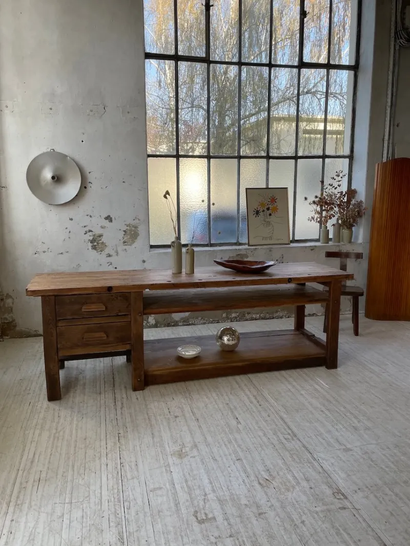New Pamono Central Island Workbench in Oak, 1950s