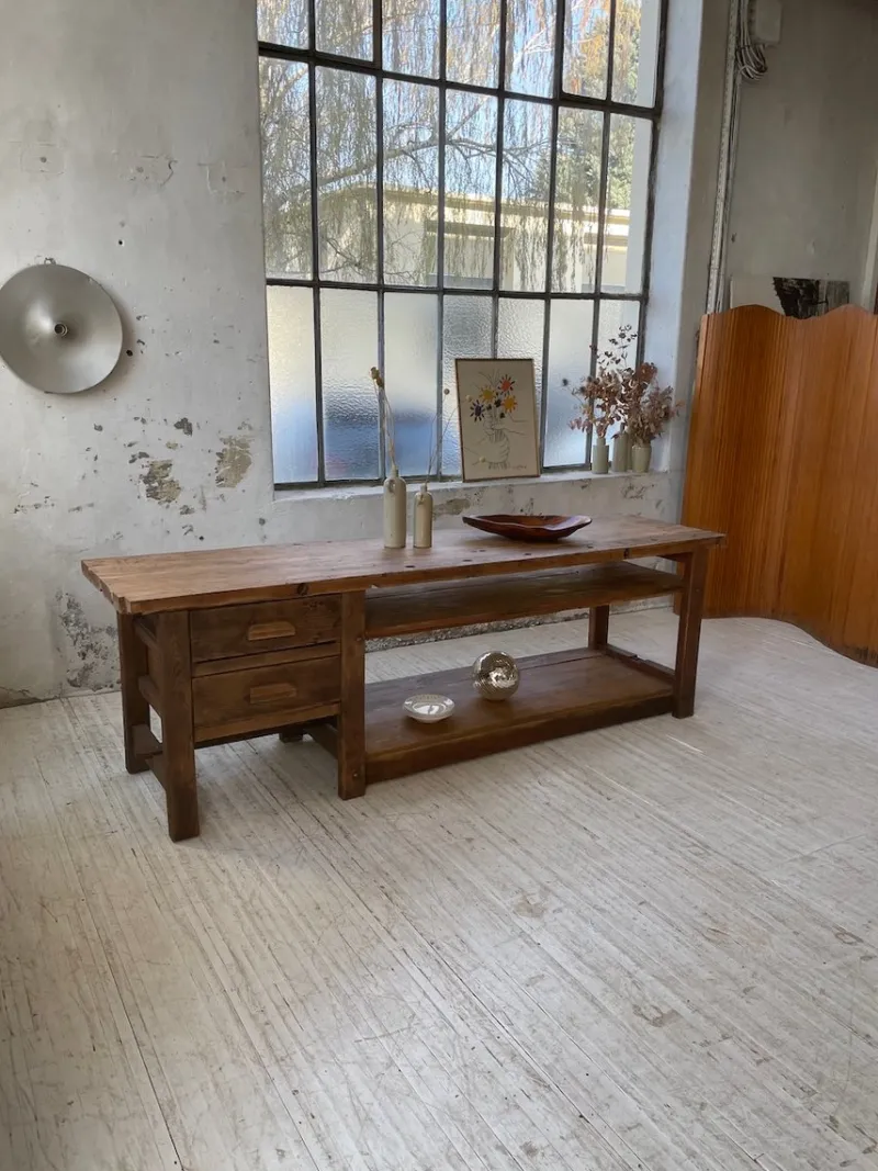 New Pamono Central Island Workbench in Oak, 1950s