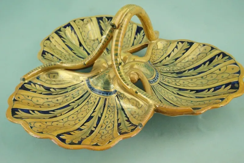 Clearance Pamono Ceramic Centerpiece with Sienese Gold Lustre from Luca Della Robbia, Gualdo Tadino, Italy, 1930s
