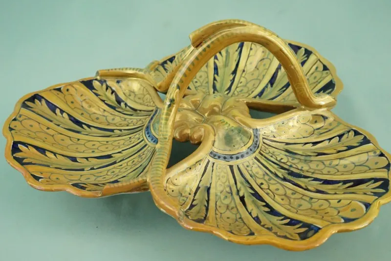 Clearance Pamono Ceramic Centerpiece with Sienese Gold Lustre from Luca Della Robbia, Gualdo Tadino, Italy, 1930s