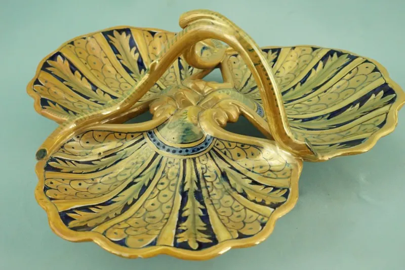 Clearance Pamono Ceramic Centerpiece with Sienese Gold Lustre from Luca Della Robbia, Gualdo Tadino, Italy, 1930s