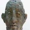 Pamono Ceramic Expressionist Head in Refractory Stoneware with Copper Glaze, 2010s