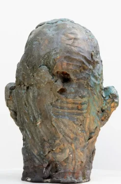 Pamono Ceramic Expressionist Head in Refractory Stoneware with Copper Glaze, 2010s