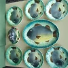 Pamono Ceramic Fish Serving Set, 1960s, Set of 9> Dinner Plates & Bowls