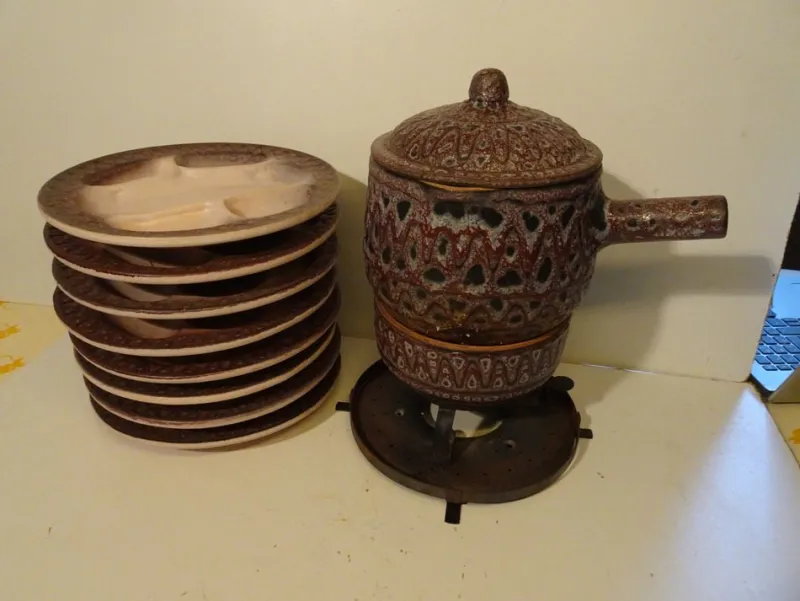Outlet Pamono Ceramic Fondue Set by Jean Austruy for Vallauris, Set of 10