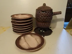 Outlet Pamono Ceramic Fondue Set by Jean Austruy for Vallauris, Set of 10