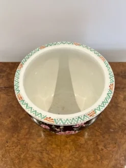 Pamono Ceramic Jardiniere with Flower Decor, 1920s><noscript><img width=