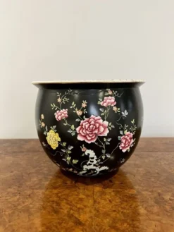 Pamono Ceramic Jardiniere with Flower Decor, 1920s><noscript><img width=