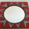 Clearance Pamono Ceramic Mirror Representing a Stylized Sun on a Red Background attributed to Oswald Tiberghien