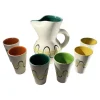 Outlet Pamono Ceramic Pitcher and Cups by André Baud for Vallauris, 1960s, Set of 7