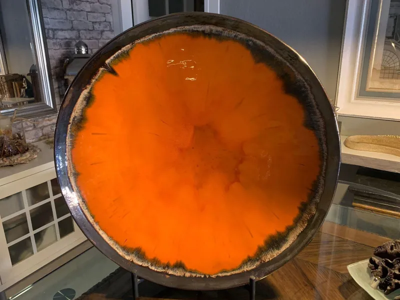 New Pamono Ceramic Plate in Orange by Europa Antiques