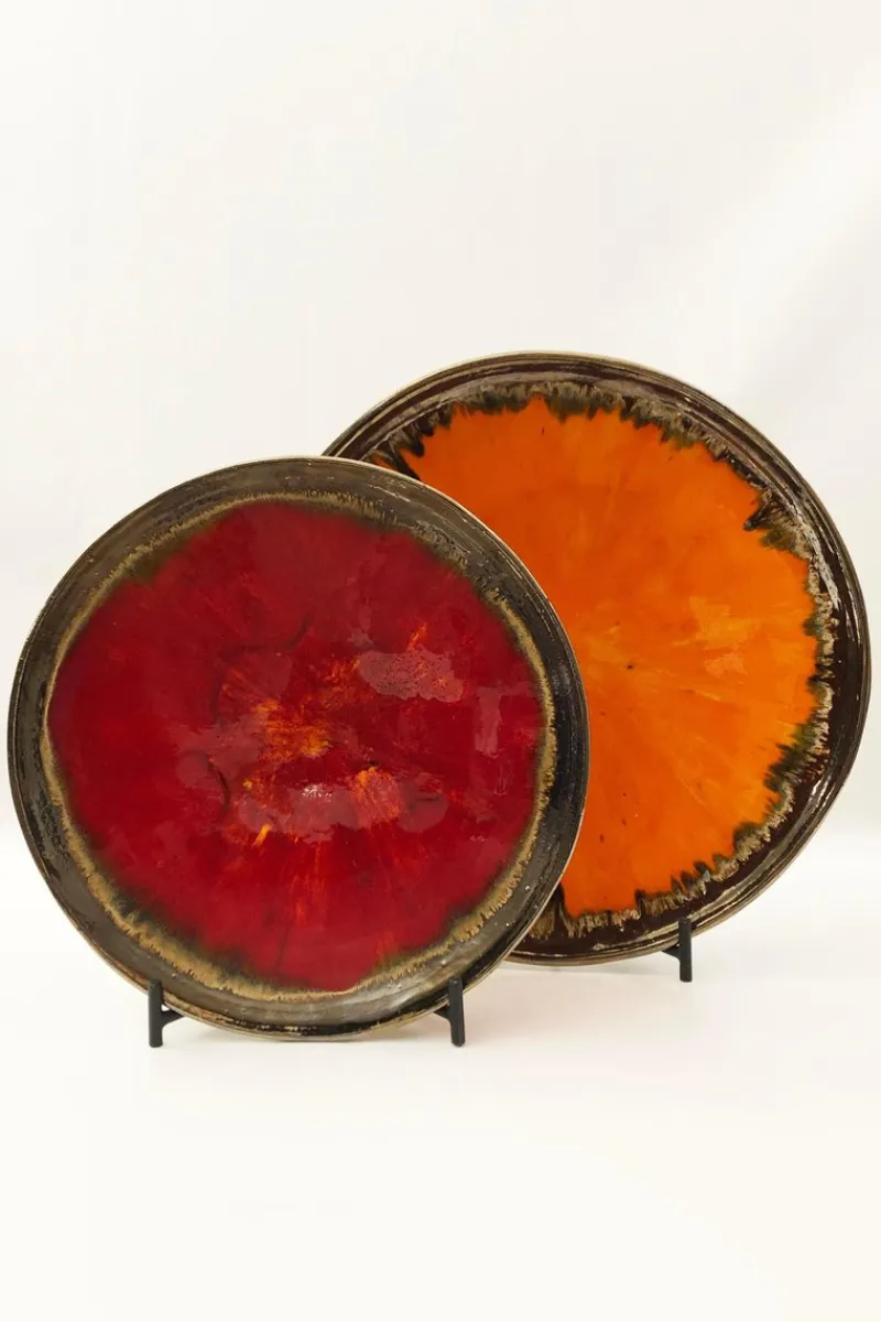 New Pamono Ceramic Plate in Orange by Europa Antiques