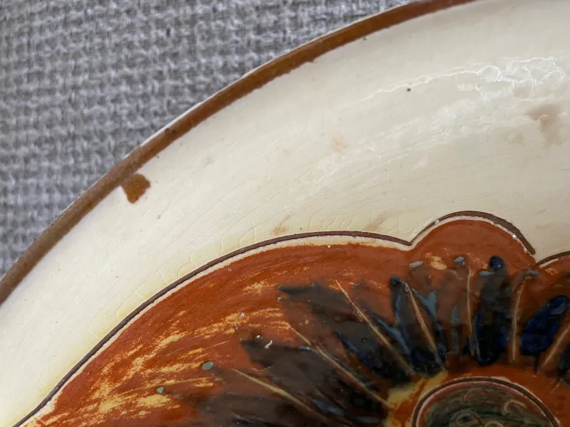 Clearance Pamono Ceramic Plate in the Style of Puigdemont