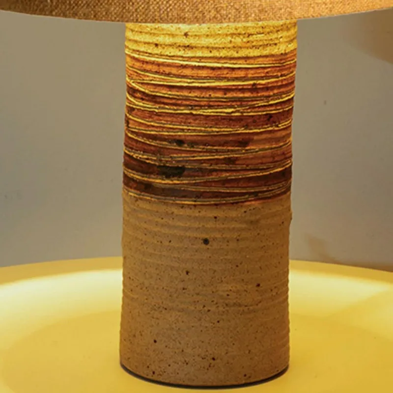 Discount Pamono Ceramic Table Lamp with Natural Lampshade by R. Houben, 1960