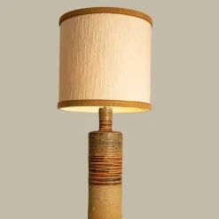 Discount Pamono Ceramic Table Lamp with Natural Lampshade by R. Houben, 1960