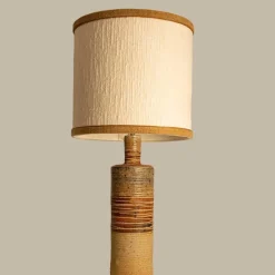 Discount Pamono Ceramic Table Lamp with Natural Lampshade by R. Houben, 1960