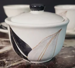 Online Pamono Ceramic Tête-à-Tête Coffee Service with Floral Decor from M.A.C. Salerno, Italy, 1970s, Set of 6