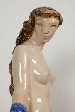 Pamono Ceramic Venus Sculpture by Edouard Cazaux, 1950s><noscript><img width=