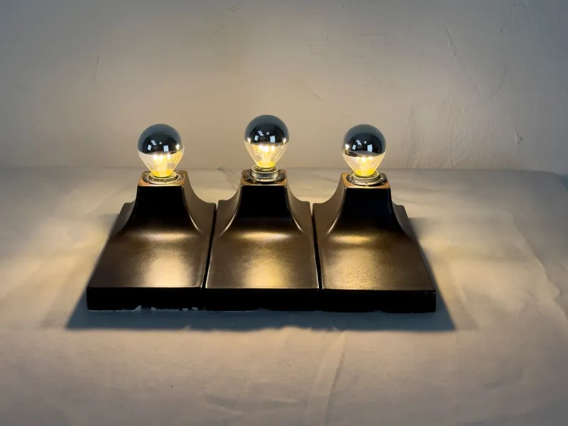 Pamono Ceramic Wall Lamps, 1960s, Set of 3> Wall Lights & Sconces