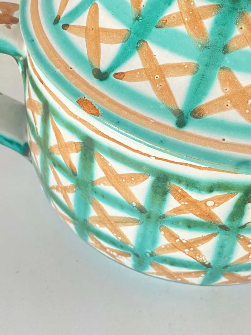 Pamono Ceramic with Lid Green and Brown by Robert Picault for Vallauris, France, 1960s> Coffee & Tea Service
