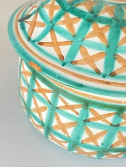 Pamono Ceramic with Lid Green and Brown by Robert Picault for Vallauris, France, 1960s><noscript><img width=