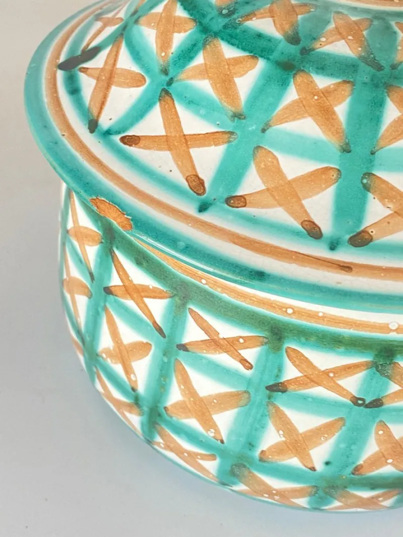 Pamono Ceramic with Lid Green and Brown by Robert Picault for Vallauris, France, 1960s> Coffee & Tea Service