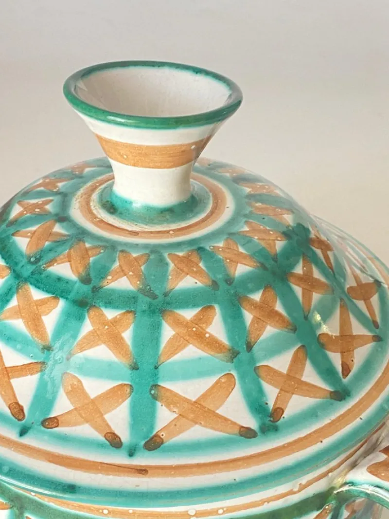 Pamono Ceramic with Lid Green and Brown by Robert Picault for Vallauris, France, 1960s> Coffee & Tea Service
