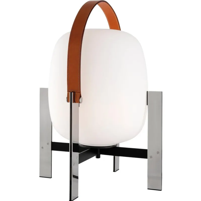 Discount Pamono Cesta Metálica with Leather Handle Table Lamp by Miguel Milá