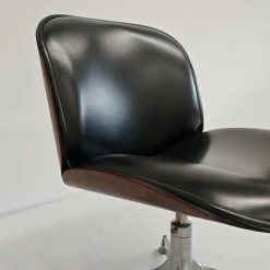 Pamono Chair in Black Eco-Leather and Walnut from Mim Roma, 1960s> Office Chairs