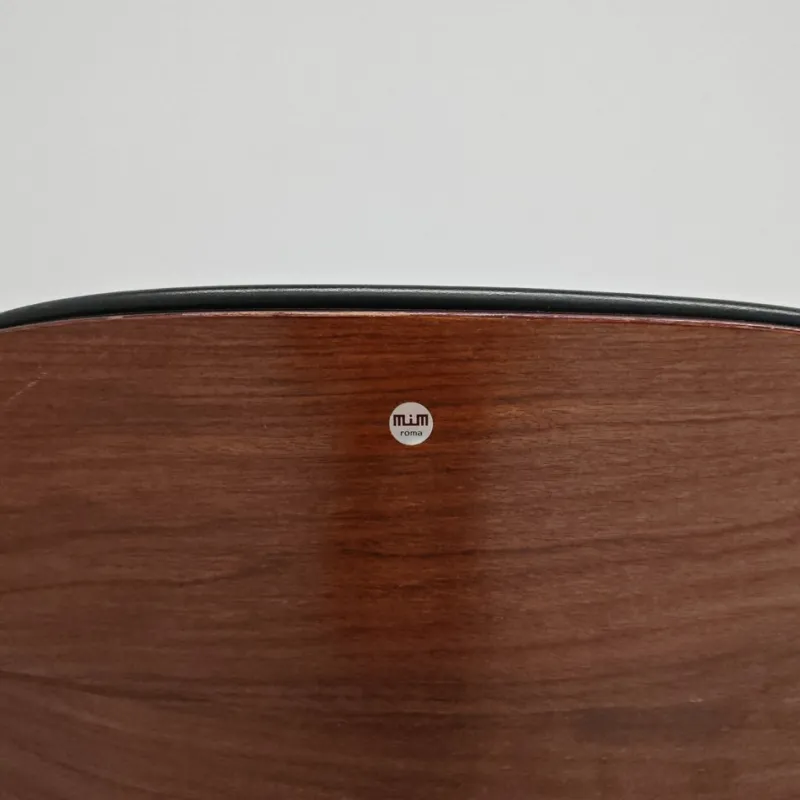 Pamono Chair in Black Eco-Leather and Walnut from Mim Roma, 1960s> Office Chairs