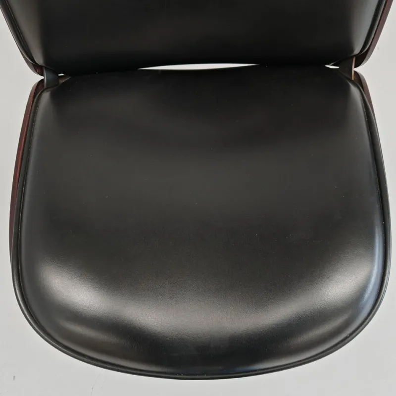 Pamono Chair in Black Eco-Leather and Walnut from Mim Roma, 1960s> Office Chairs
