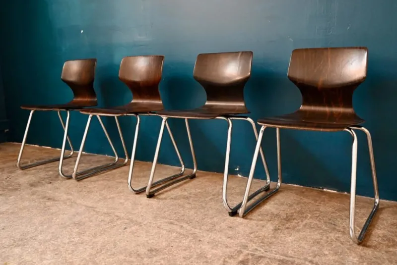 Pamono Chairs by Elmar Flötotto for Pagholz Flötotto, 1970s, Set of 4> Side Chairs & Dining Chairs