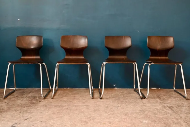 Pamono Chairs by Elmar Flötotto for Pagholz Flötotto, 1970s, Set of 4> Side Chairs & Dining Chairs