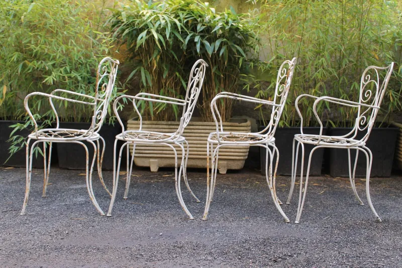 Pamono Chairs Garden Lio Carminati / Bridges to Home & Garden, Italy, in 1950, Set of 4 From Casa E Giardino> Garden Seating