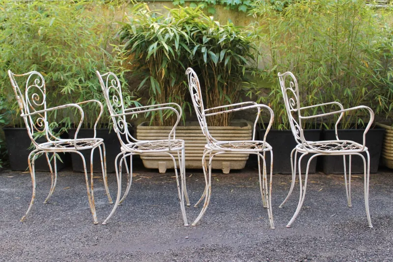 Pamono Chairs Garden Lio Carminati / Bridges to Home & Garden, Italy, in 1950, Set of 4 From Casa E Giardino> Garden Seating